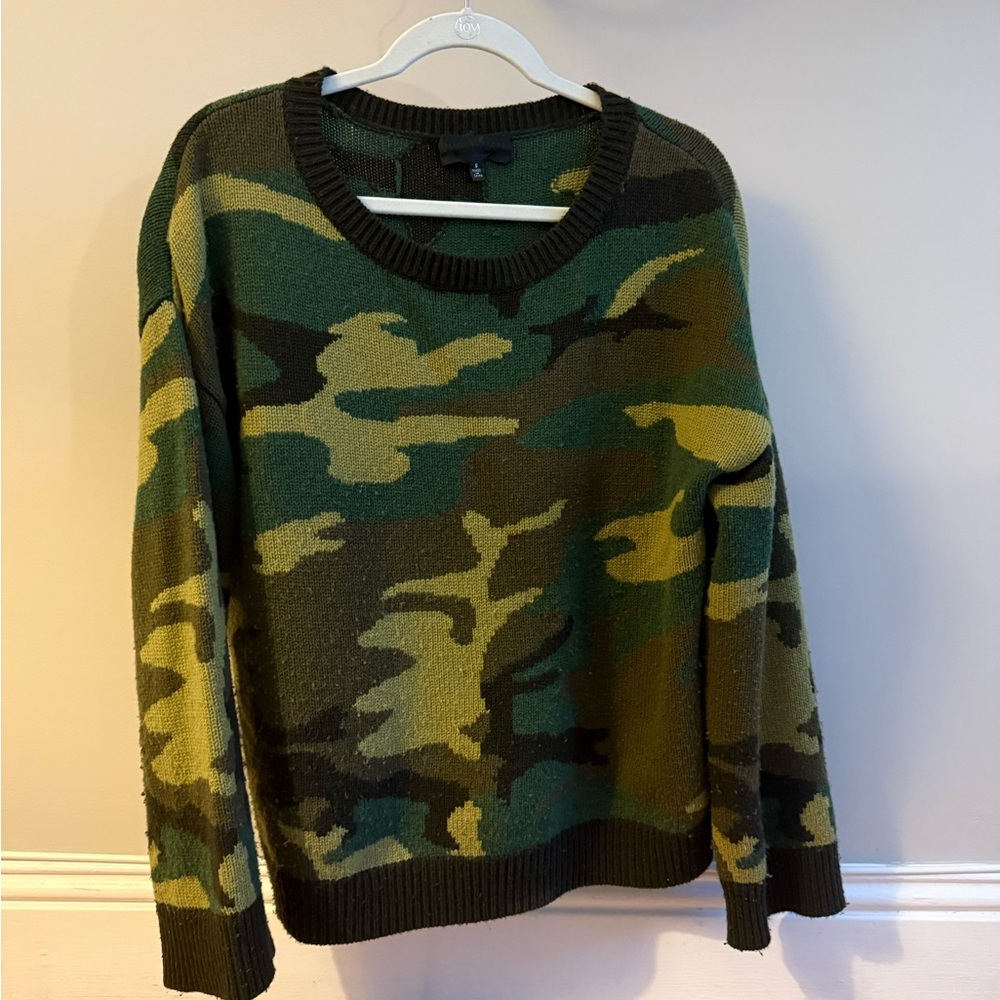 Nili Lotan Green Crew Neck Sweater Camouflage Style